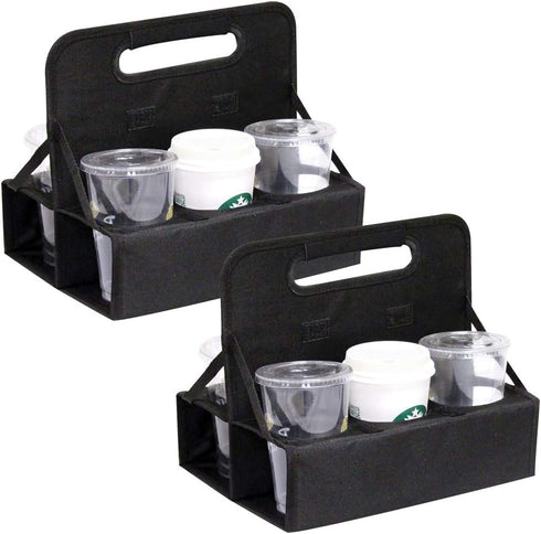 Preferred Nation Reusable Cup Carrier/Caddy - Set of 2, Holds 6 Soda Coffee Cups, Sturdy Frame, Easy to Carry