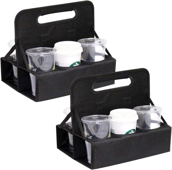 Preferred Nation Reusable Cup Carrier/Caddy - Set of 2, Holds 6 Soda Coffee Cups, Sturdy Frame, Easy to Carry