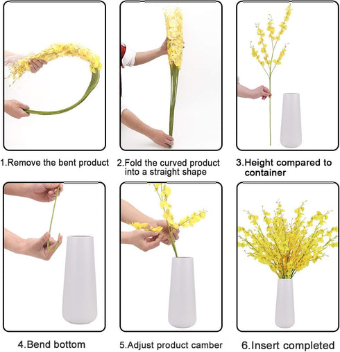 BOMAROLAN 10 Pcs Artificial Orchid Silk Fake Flowers Faux Dancing Lady Orchids for Wedding Home Decoration (White)