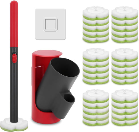 Disposable Toilet Brush Kit with 30 Refills, No-Touch Toilet Wand Cleaning System,