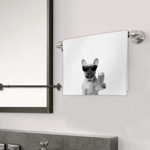 Set 2, Decor(16x24Inch) French Bulldog Gifts Wine Kitchen Towels of Funny French Bulldog Wine Lover Decorative Hand
