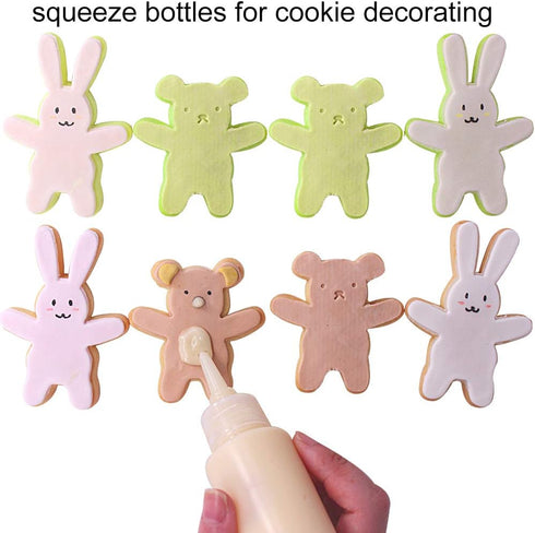 24pcs Plastic Squeeze Bottles with Twist Cap, 12pcs 30ml & 12pcs 60ml for Cookie Decorating Supplies