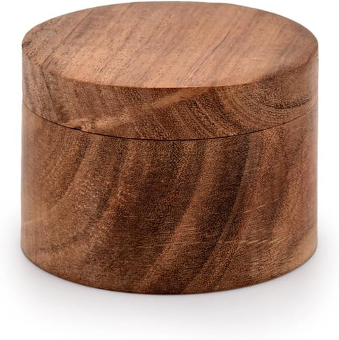 Acacia Wood Salt or Spice Box with Swivel Cover Wooden Spice Herb Storage, close at hand on your countertop. by EDHAS