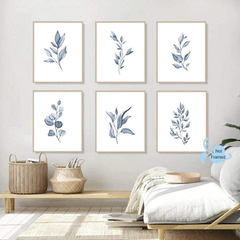 XUOIAYNB Watercolor Minimalist Leaves Wall Art Print - Modern Botanical Plant Canvas Print Set of 6, Unframed, 8X10