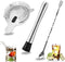 SENHAI Stainless Steel Cocktail Muddler, Spiral Mixing Spoon & 4-Prong Bar Strainer - Bartender's Tool Set