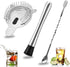 SENHAI Stainless Steel Cocktail Muddler, Spiral Mixing Spoon & 4-Prong Bar Strainer - Bartender's Tool Set