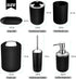 Papillon 6-Piece Bathroom Accessories Set - Toothbrush Holder, Soap Dispenser, Toilet Brush, Trash Can (Black)