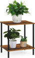 2 Small End Table Tier Wood Metal Rustic Side Table Living Room with Storage Shelf Narrow Bedside Table for Small