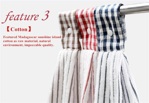 Vimeet 2 Pcs Kitchen Cotton Classical Striped Towel/Absorbent Towel/Hanging Towels/Hand Towel,Blue Stripes