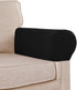 Stretch Sofa Arm Covers, Spandex Jacquard Anti-Slip Couch Armrest Protector, Set of 2, Black