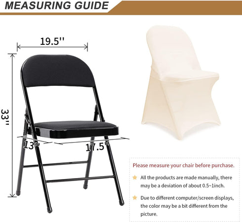 6 ManMengJi Spandex Folding Chair Covers, Folding Chair Covers PCS Light Yellow, Universal Fitted Banquet Chair