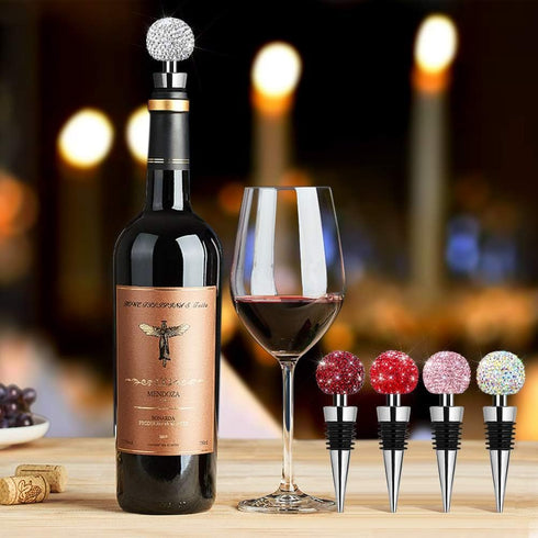 Soleebee Bling Decorative Wine Stoppers, Crystal Rhinestone Bottle Stoppers for Gifts and Parties