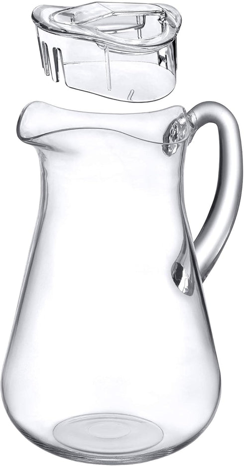 Amazing Abby Droply Plastic Pitcher (64 oz, 2 Quart), Clear Water Pitcher with Lid, BPA-Free