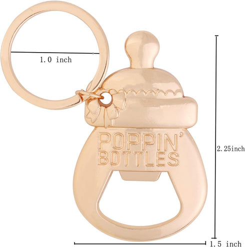 24 Pack 24) POPPIN BOTTLES Key Chain Bottle Opener Boy Baby Shower Favors for Guests,Boy Baby Shower Souvenirs Bottle