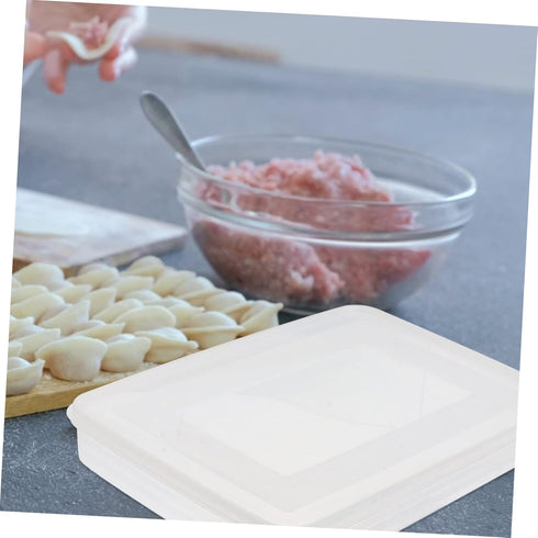 HOMSFOU 2pcs Large Dumpling Box Containers for Fridge, Stackable Food Storage Bins, Refrigerator Box Kitchen Supply