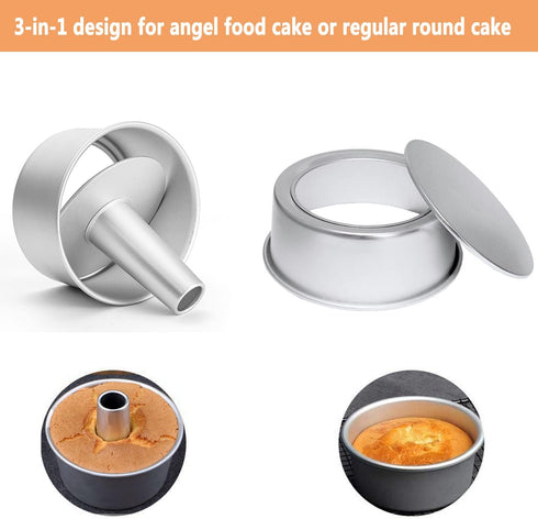 6 Inch Angel Food Cake Pan with Removable Bottom, Aluminum Round Tube Pan for Baking