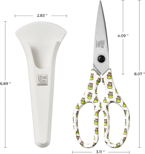 Linoroso Kitchen Scissors - Heavy Duty Kitchen Shears with Magnetic Holder, Japanese Steel 4034