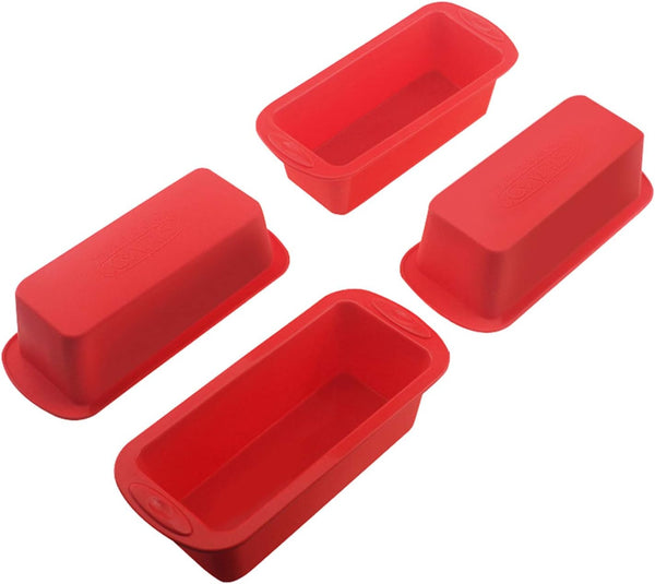 SILIVO 4 Pack Mini Loaf Pans - Nonstick Silicone Baking Pans for Small Loaf and Meatloaf - 5.7x2.5x2.2 Inch