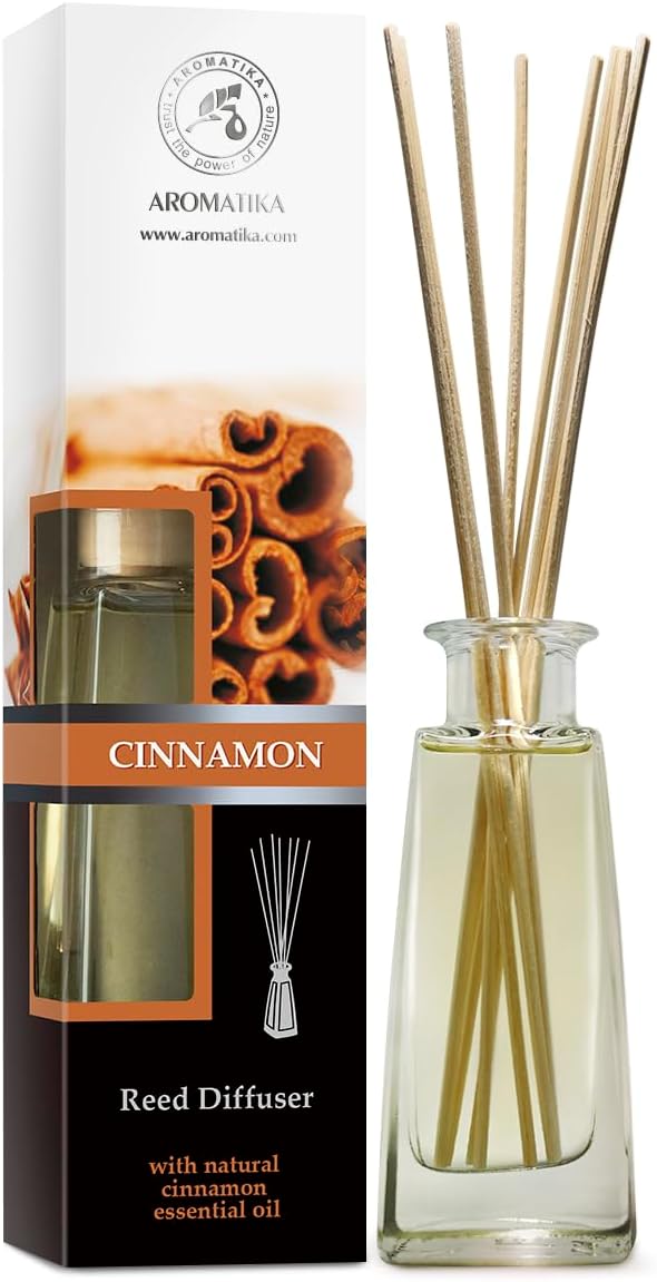 Reed Diffuser Cinnamon, 3.4 Fl Oz (100ml) - Home Fragrance Aromatherapy Air Freshener with Cinnamon Essential Oil
