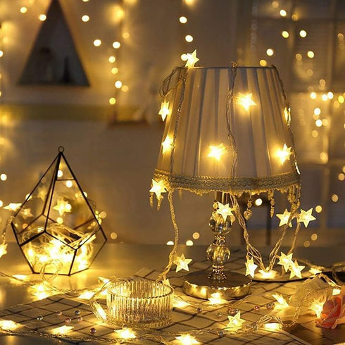 WFGGEH 10ft 20 Star String Lights, LED USB Powered Star Fairy String Lights Warm White for Birthday Party Wedding