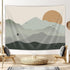 Ptrxobj Small Sage Green Mountain Tapestry Boho Abstract Sun Landscape Wall Hanging Art 60 x 40 inch