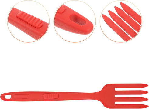 Healeved Silicone Flexible Forks, Nonstick Blending Fork for Cooking Utensil, Ultimate Kitchen Stir Mix Mash (Red)