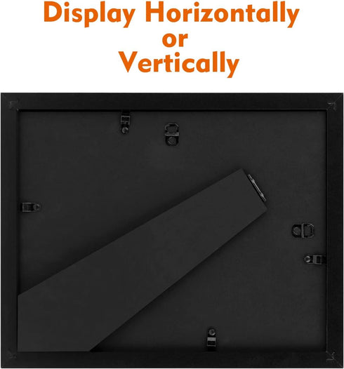 Frametory 8.5 x 11 Picture Frame with Back Hangers for Wall Display, Easel Stand for Tabletop, Black, 1-Pack