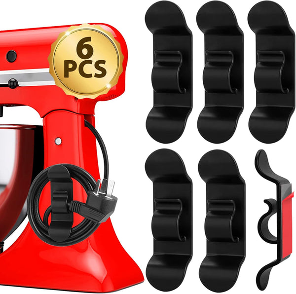 Cord Organizer for Kitchen Appliances, 6Pcs Black Cord Winder, Cord Keeper for Mixer, Coffee Maker, Air Fryer, Toaster