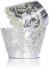 YOZATIA 60 Silver Vine Lace Cupcake Wrappers, Laser Cut Liners for Weddings and Special Events