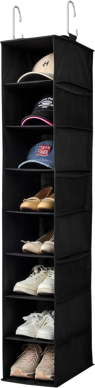Berdeng Hanging Shoe Organizer for Closet with Side Mesh PocketsHat Racks for Baseball