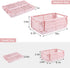 Pink Plastic Baskets for Desk Organizing - 2 Medium + 2 Small Durable Folding Storage Crates for Home & Office