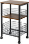 Hadulcet Small End Table, 3-Tier Side Table with Storage Basket, Industrial Style