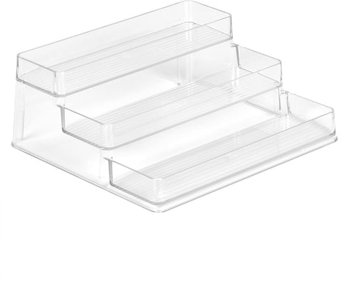 Richards 3 Tier Medicine Cabinet Organizer - Clear Plastic Makeup & Spice Rack for Bathroom Counter, 10" x 4" x 9"