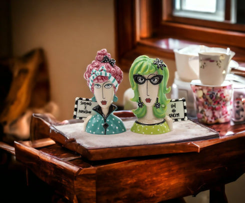 Fine Porcelain Dollymama's Lady Perfection-Spicy Salt and Pepper Shaker, 4-7/8" H