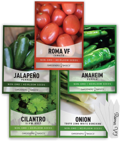 Gardeners Basics, Heirloom Salsa Growing Seed Packets, Roma VF Tomato, Jalapeno, Cilantro,