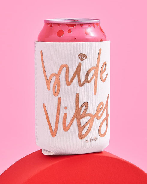 xo, Fetti Bachelorette Party Bride Vibes Can Cooler - White + Rose Gold, 10 Count, Bridal Shower Decoration
