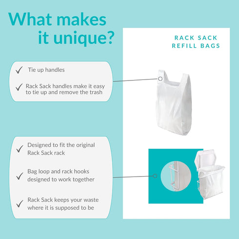 5-Gallon 24 Counts Rack Sack Garbage Bags Kitchen Compact Refill Bags White