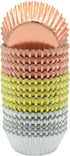 Mini Metallic Foil Paper Cupcake Liners in Rose Gold, Gold, and Silver - 300-Count Baking Cups