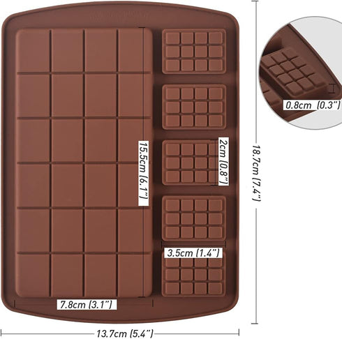 Newk Silicone Break Apart Chocolate Molds, Candy and Energy Bar Molds, Pack of 6