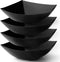 Posh Setting Square Plastic Serving Bowls, Large Heavy Duty Disposable Bowls for Salad, Snack, Buffet, 4 Pack (Black)