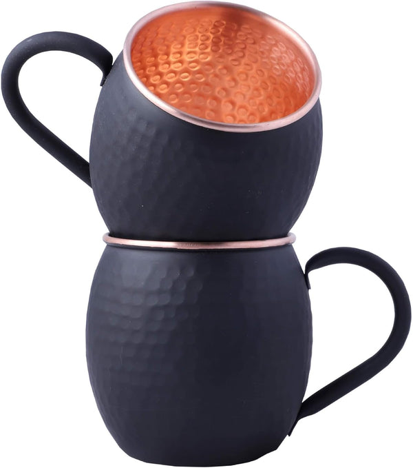 STAGLIFE 16 Oz Black Matte Moscow Mule Mugs, Genuine Copper Cups Set of 2 for Drinking Gifts