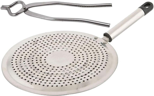 Stainless Steel Roasting Net Set of 2 with Tong, Both Sided Roaster Rack for Papad, Rotis, and Parathas