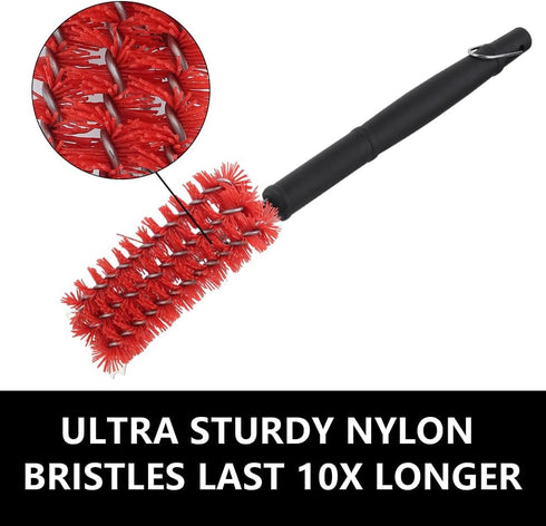 XSUPER 3 in 1 Nylon Grill Brush & Scraper, 18" Barbecue Cleaning Brush for Grill Cooking Grates