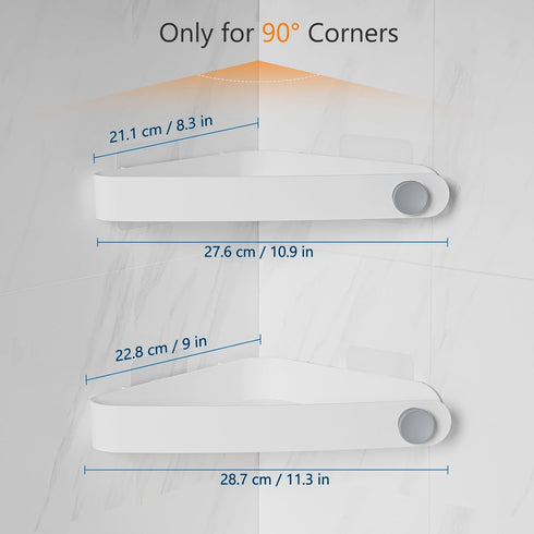90 2 Pack Sotfamily Plastic Shower Caddy Corner (for Only), Adhesive Corner Shower Shelves for Bathroom Organizers