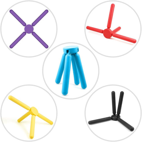 SourceTon 6 Pack Non-Slip Foldable Silicone Trivets in Cute Colors, Pot Holder, Hot Pad, Bonus Spoon Rest/Balloon Whisk