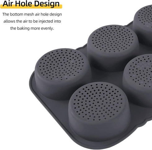 Silicone Hamburger Bun Mold, 6 Cavity Loaf Pan, Non Stick Baking Tool for Easy Release Household Baking