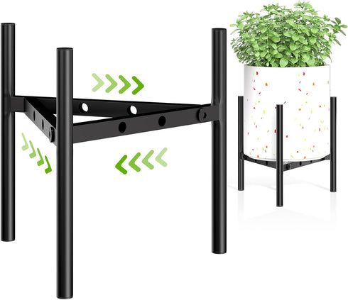 Plant Stand Indoor Adjustable Pot Holders, Metal Plant Stand Outdoor, Anti-Rust Black
