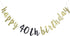 Happy 40th Birthday Banner, Pre-Strung Decorations for 40th Birthday Party (Gold & Black Glitter)