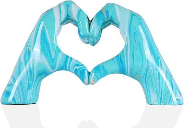 Navy blue hand heart decoration, heart hand statue, love finger sculpture wedding