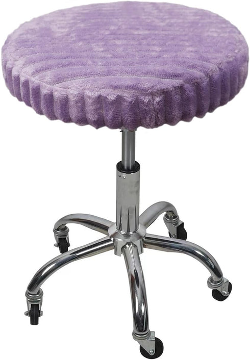 2 Pack Shukii Stool Covers - Soft Slipcover with Elastic Cushion for Bar Round Chair (Purple, Extra Large)